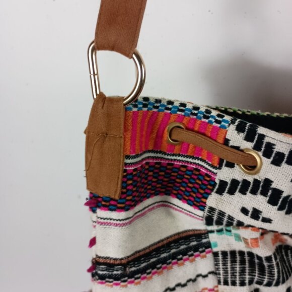 Chumbak Boho Crossbody Bag With Tribal Print & Tassels Magnetic Closure - Picture 8 of 16